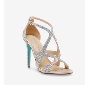 Betsey Johnson Mayo Sandal - champagne / iridescent rhinestone w / tiffany blue